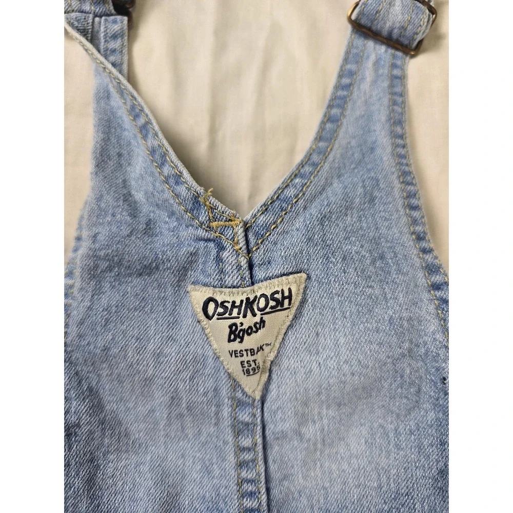 OshKosh B'gosh Shortalls Baby Girls 12 Months Blue Denim Snap Crotch Floral